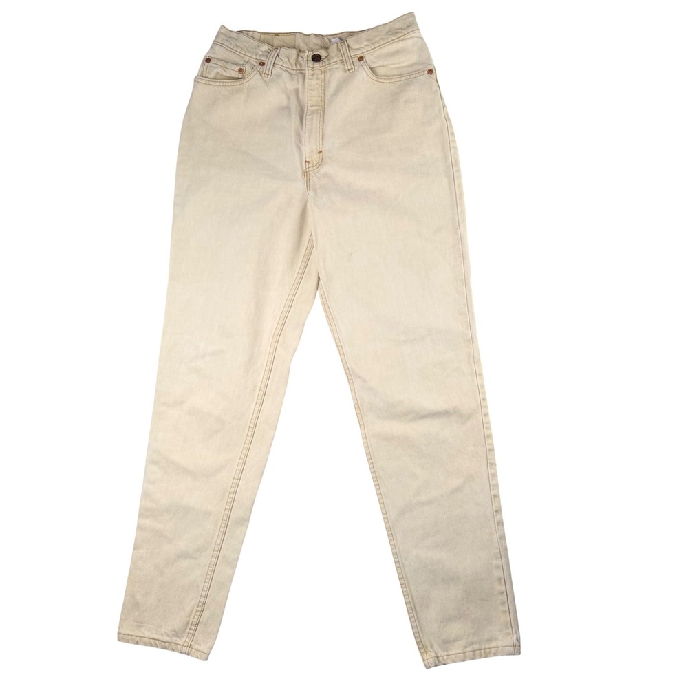 Levi's Vintage 90s High Waisted Cream Tapered Leg Mom Jeans Made in USA  13 M